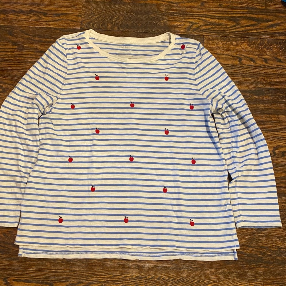 Talbots XLP cute long sleeve apple shirt